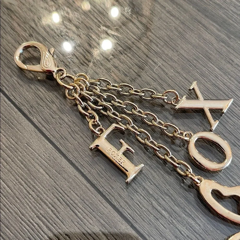 FOXER Gold-tone Fox Letter & Butterfly Keychain Bag Charm